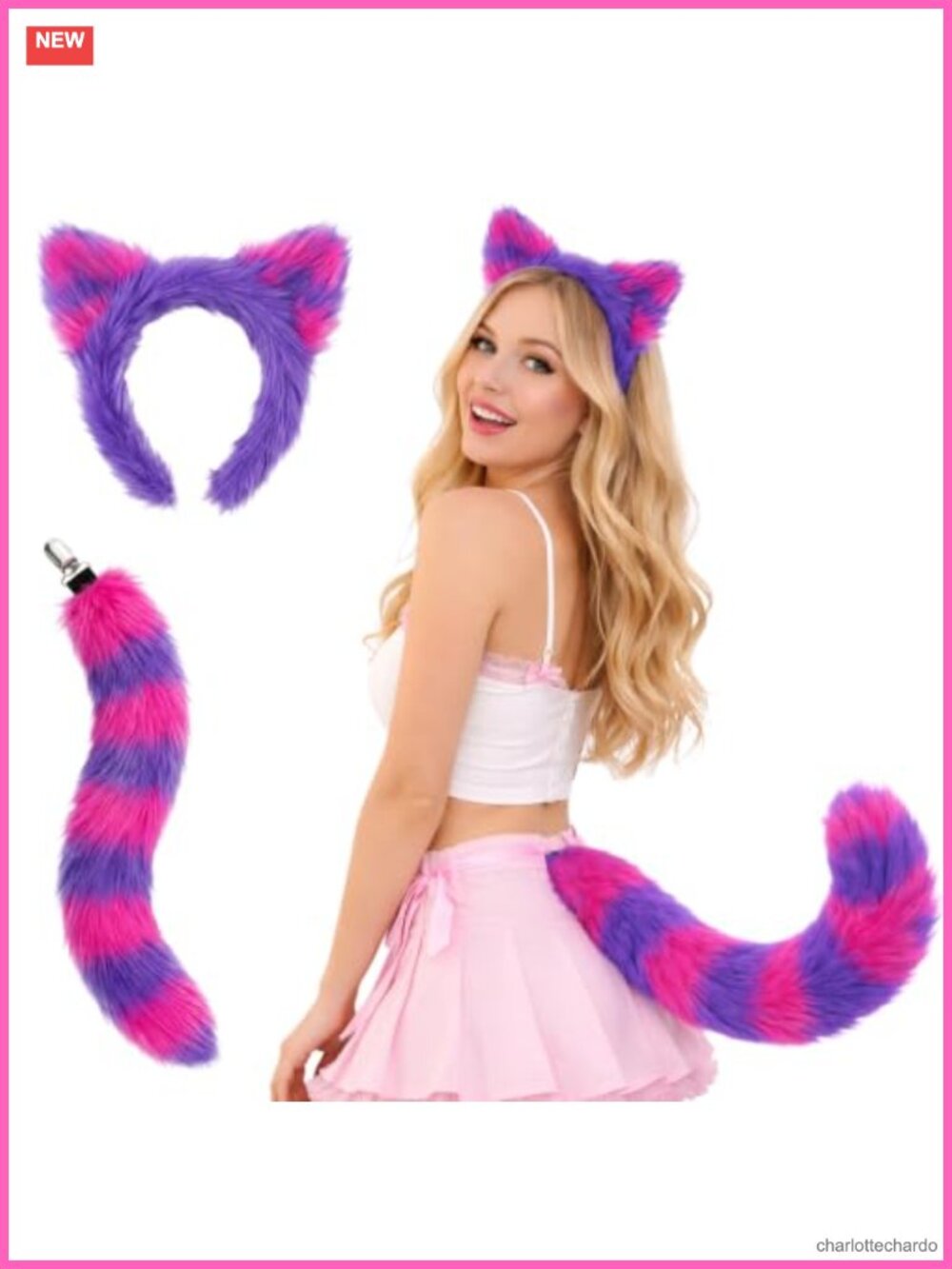 Plush Cat Ears Headband and Tail Set Halloween Costume Accessory